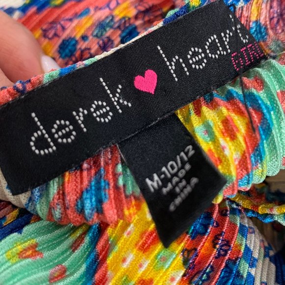 Derek Heart Girls Multicolor Pleated Dress Size Medium 10/12 Cap Sleeve - Picture 4 of 12